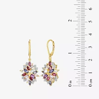 Genuine Purple Amethyst 18K Gold Over Silver Drop Earrings