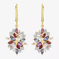 Genuine Purple Amethyst 18K Gold Over Silver Drop Earrings