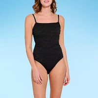 Decree Womens Textured One Piece Swimsuit Juniors