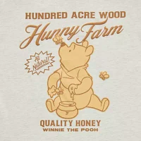 Juniors Disney Winne The Pooh Hunney Farm Boyfriend Tee Womens Crew Neck Short Sleeve Winnie Graphic T-Shirt