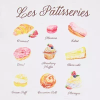 Juniors Les Patisseries French Pastries Semi Fit Tee Womens Crew Neck Short Sleeve Graphic T-Shirt