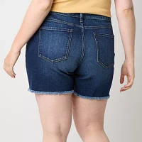 a.n.a Womens Mid Rise Denim Short-Plus