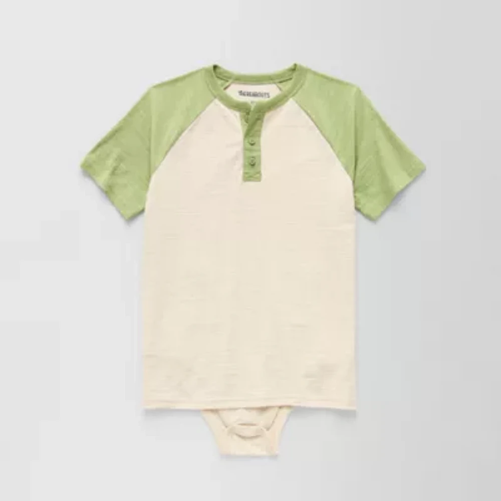 Thereabouts Little & Big Boys Adaptive Henley Neck Short Sleeve Bodysuit