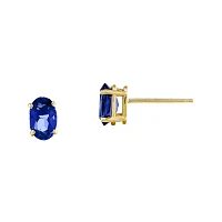 Genuine Blue Sapphire 14K Gold Stud Earrings