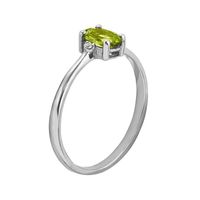 Genuine Green Peridot Diamond-Accent 14K White Gold Ring