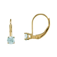 Genuine Aquamarine 14K Yellow Gold Aquamarine Earrings