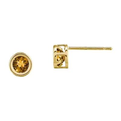 Genuine Yellow Citrine 14K Yellow Gold Stud Earrings