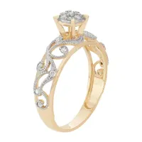 Womens 1/ CT. T.W. Natural White Diamond 10K Gold Cocktail Ring