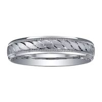 Womens 4mm Swirled Silver Wedding Band Ring