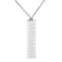 Personalized Sterling Silver Roman Numeral Date Bar Necklace