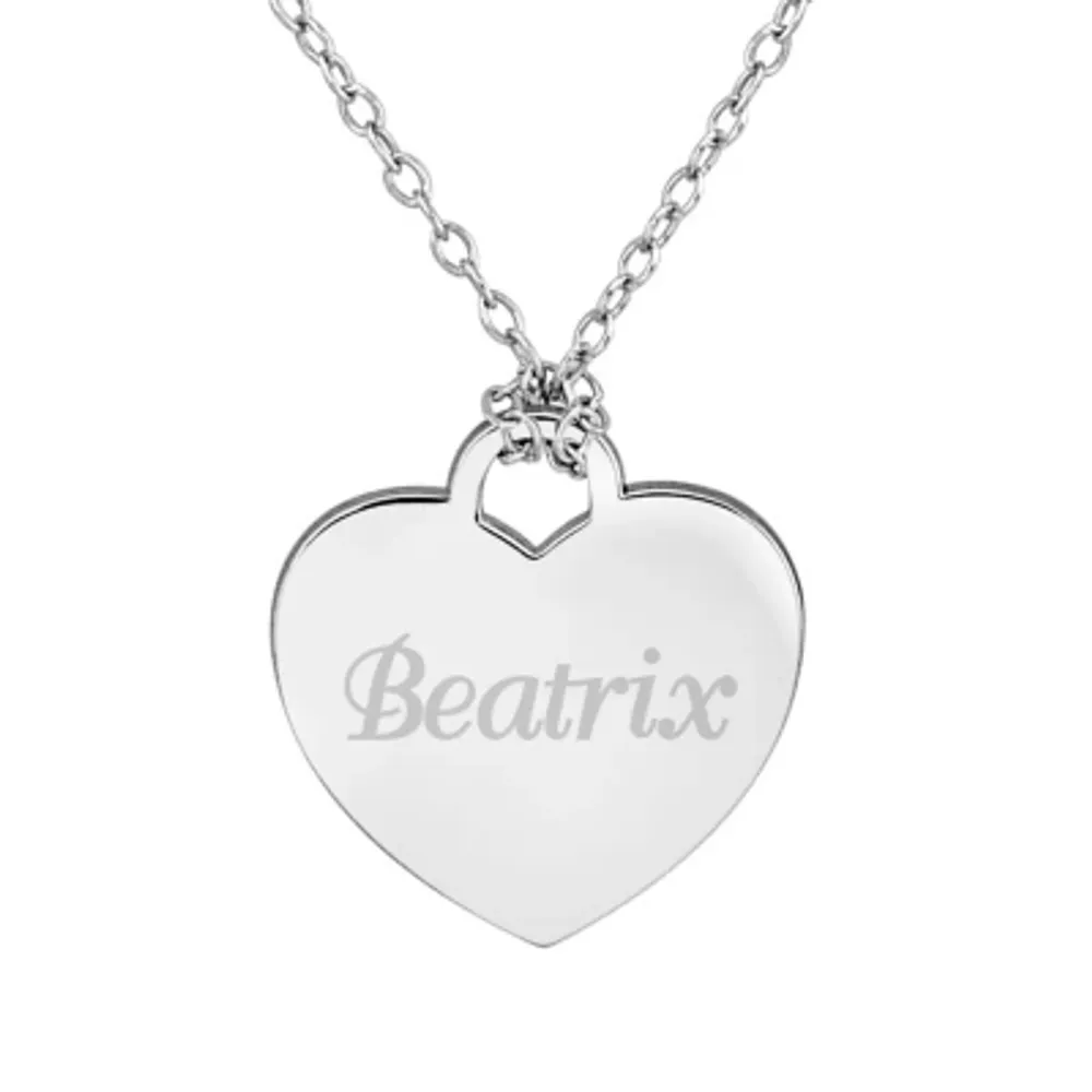 Personalized Sterling Silver Name Heart Pendant Necklace