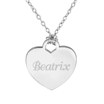 Personalized Sterling Silver Name Heart Pendant Necklace