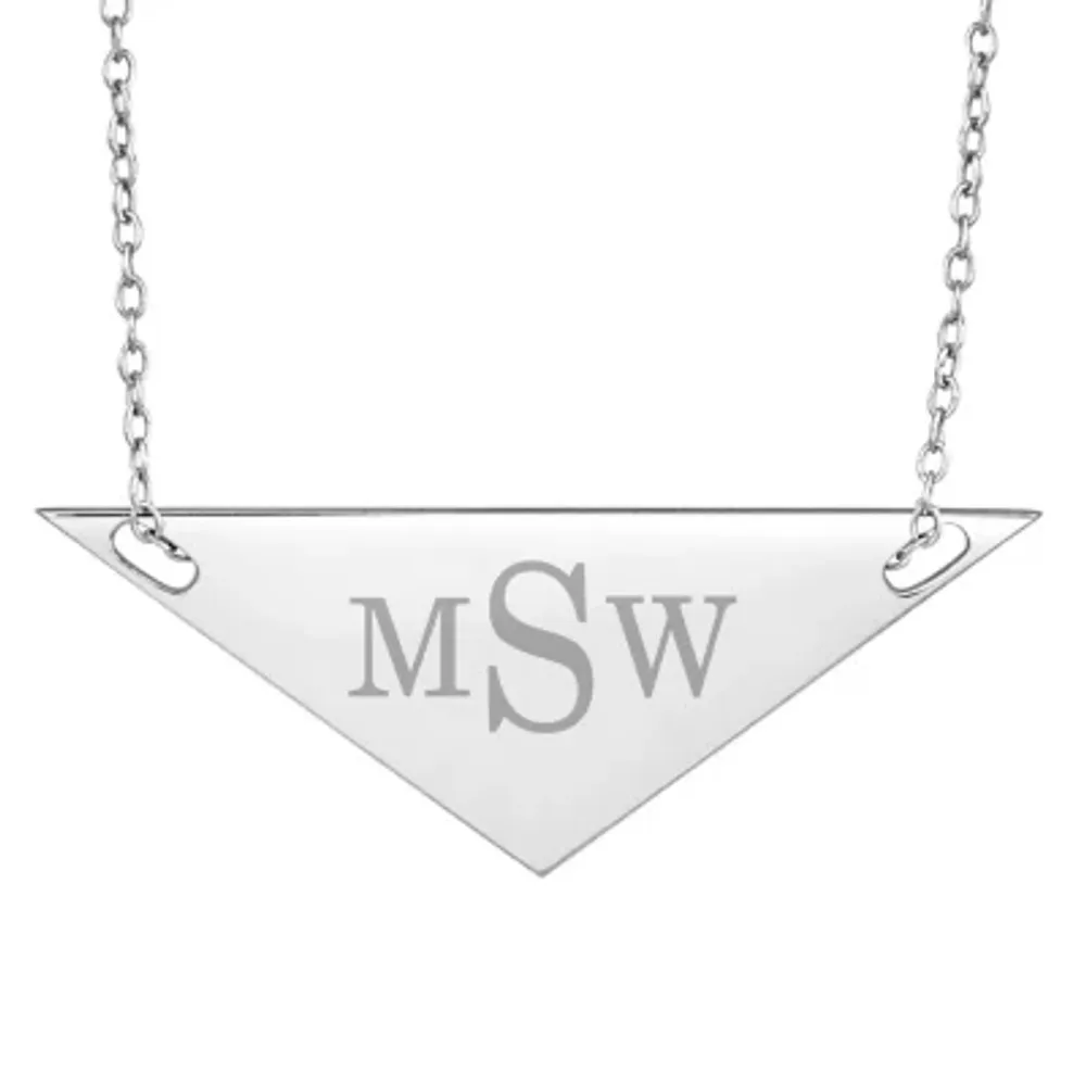 Personalized Sterling Silver Monogram Triangle Necklace
