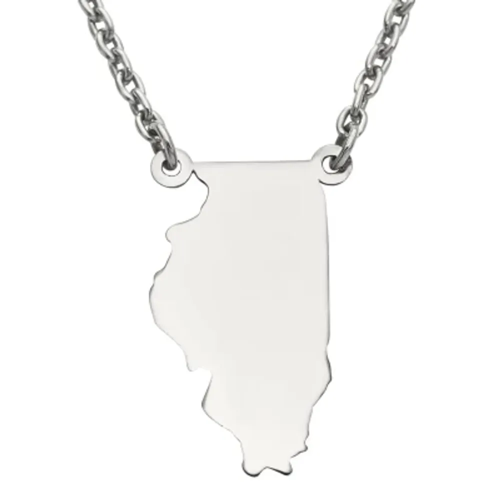 Personalized Sterling Silver Illinois Pendant Necklace