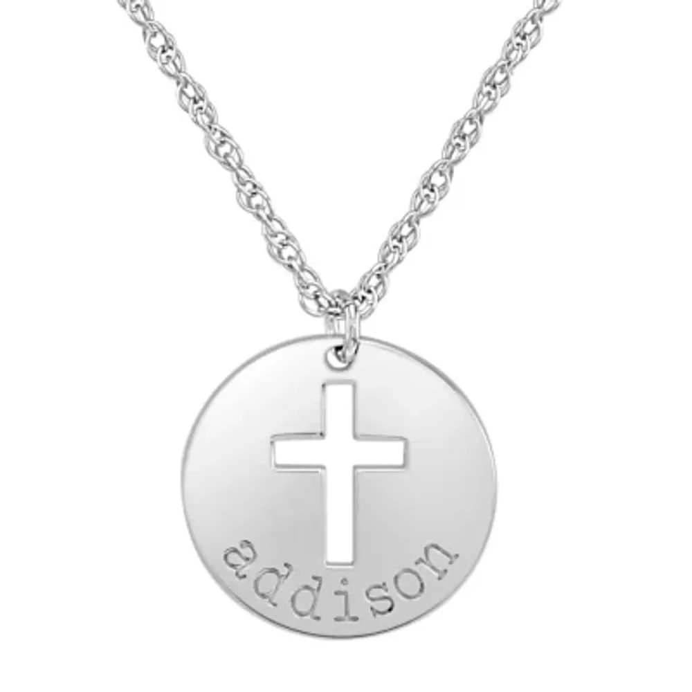 Personalized Womens 24K Gold Over Silver Cross Name Pendant Necklace