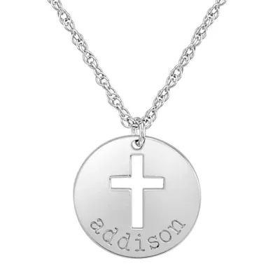 Personalized Womens 24K Gold Over Silver Cross Name Pendant Necklace