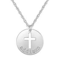 Personalized Womens Sterling Silver Cross Name Pendant Necklace