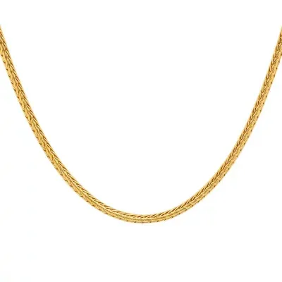 Steeltime 18K Gold Over Stainless Steel 24 Inch Wheat Chain Necklace