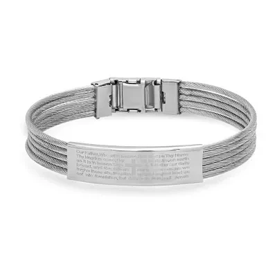 Steeltime Lord'S Prayer Stainless Steel Id Bracelet