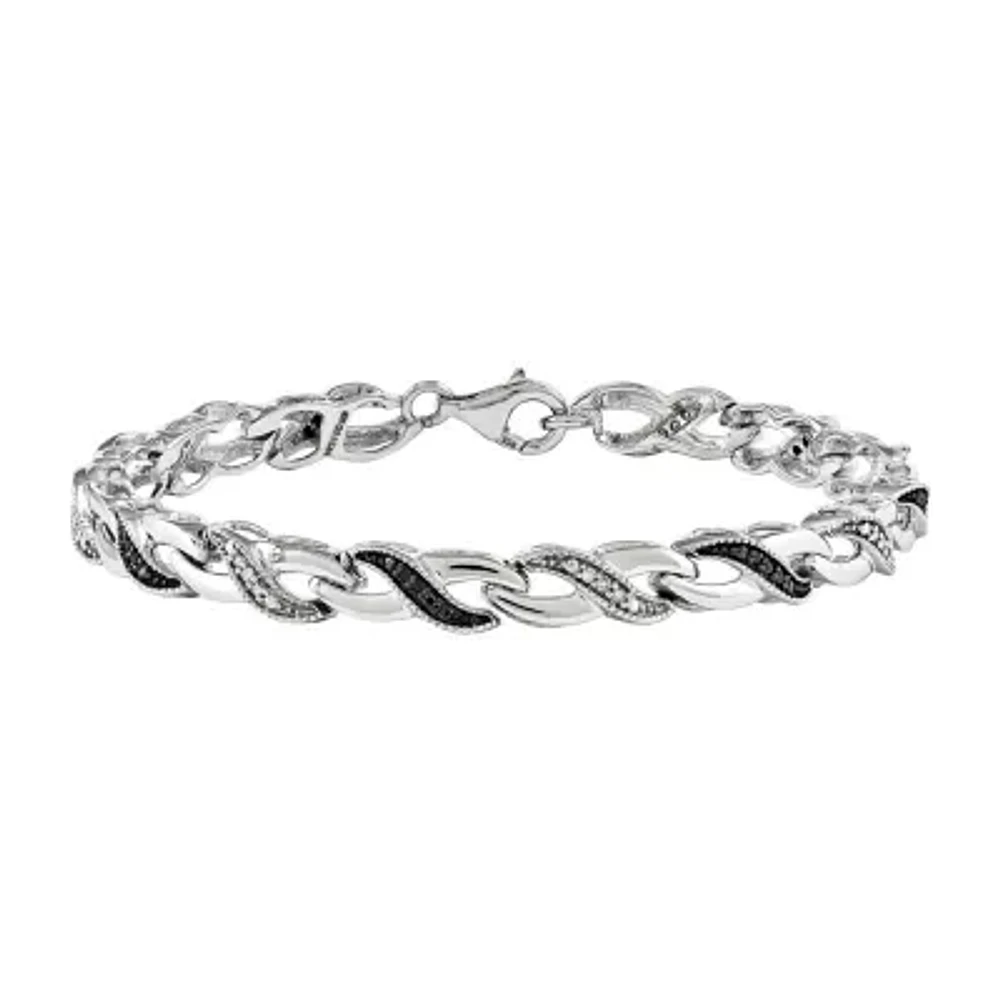 1/4 CT.T.W. Natural White and Color-Enhanced Black Diamond Sterling SIlver Tennis Bracelet