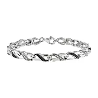 1/4 CT.T.W. Natural White and Color-Enhanced Black Diamond Sterling SIlver Tennis Bracelet