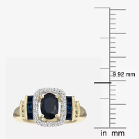 Genuine Gemstone & 1/7 CT. T.W. Diamond 10K Gold Oval Cocktail Ring