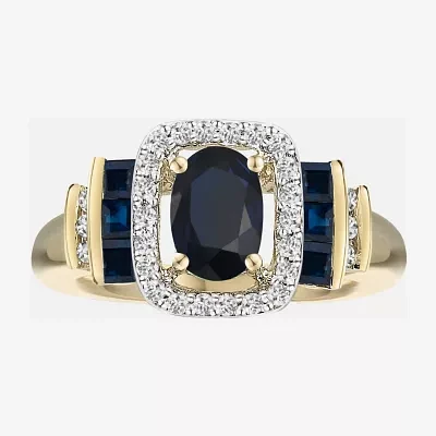 Genuine Gemstone & 1/7 CT. T.W. Diamond 10K Gold Oval Cocktail Ring