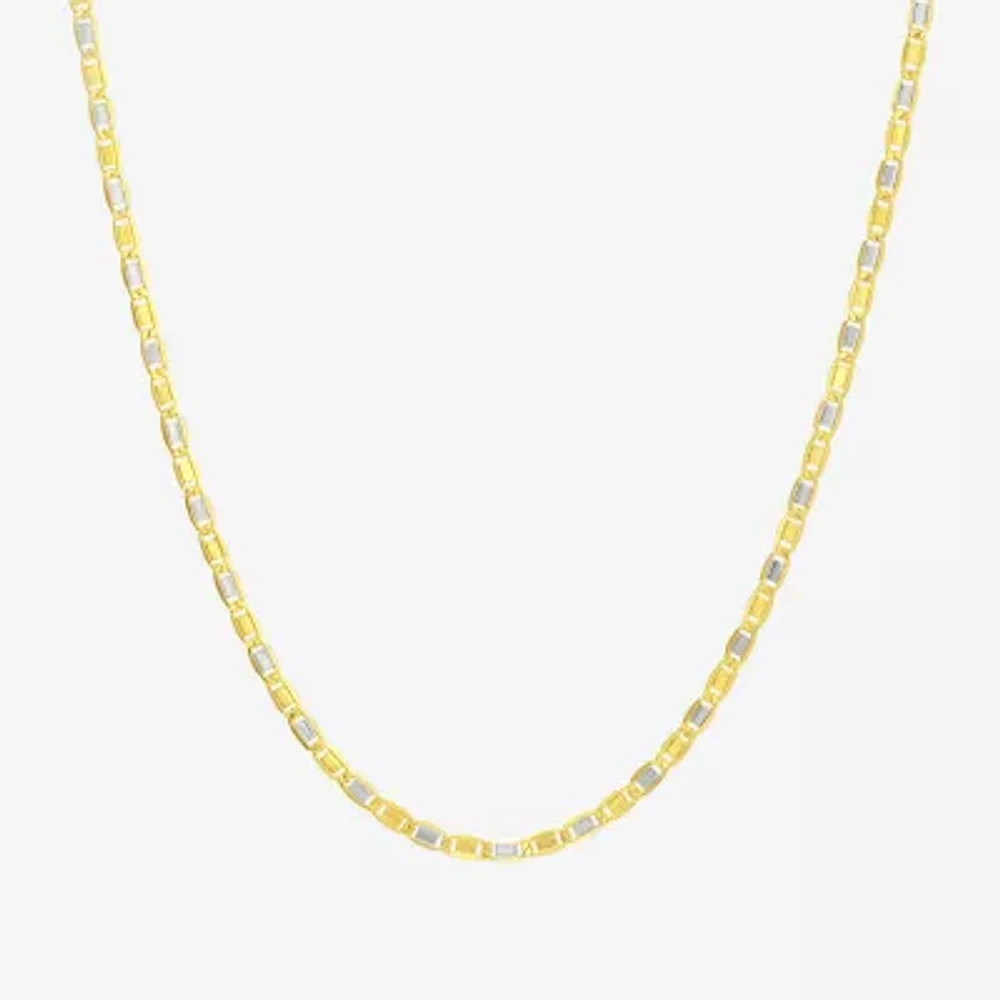 14K Two Tone Gold 20 Inch Solid Valentino Chain Necklace