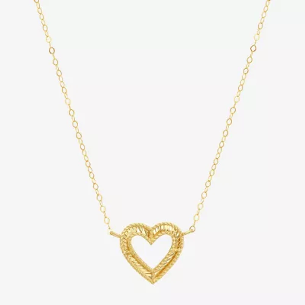 Womens 10K Gold Heart Pendant Necklace