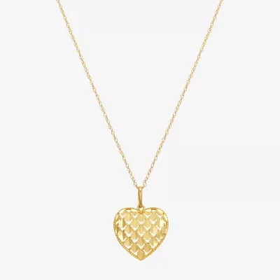 Womens 10K Gold Heart Pendant Necklace