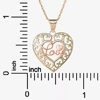 Womens 10K Two Tone Gold Heart Pendant Necklace