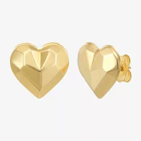 14K Gold 10.9mm Heart Stud Earrings