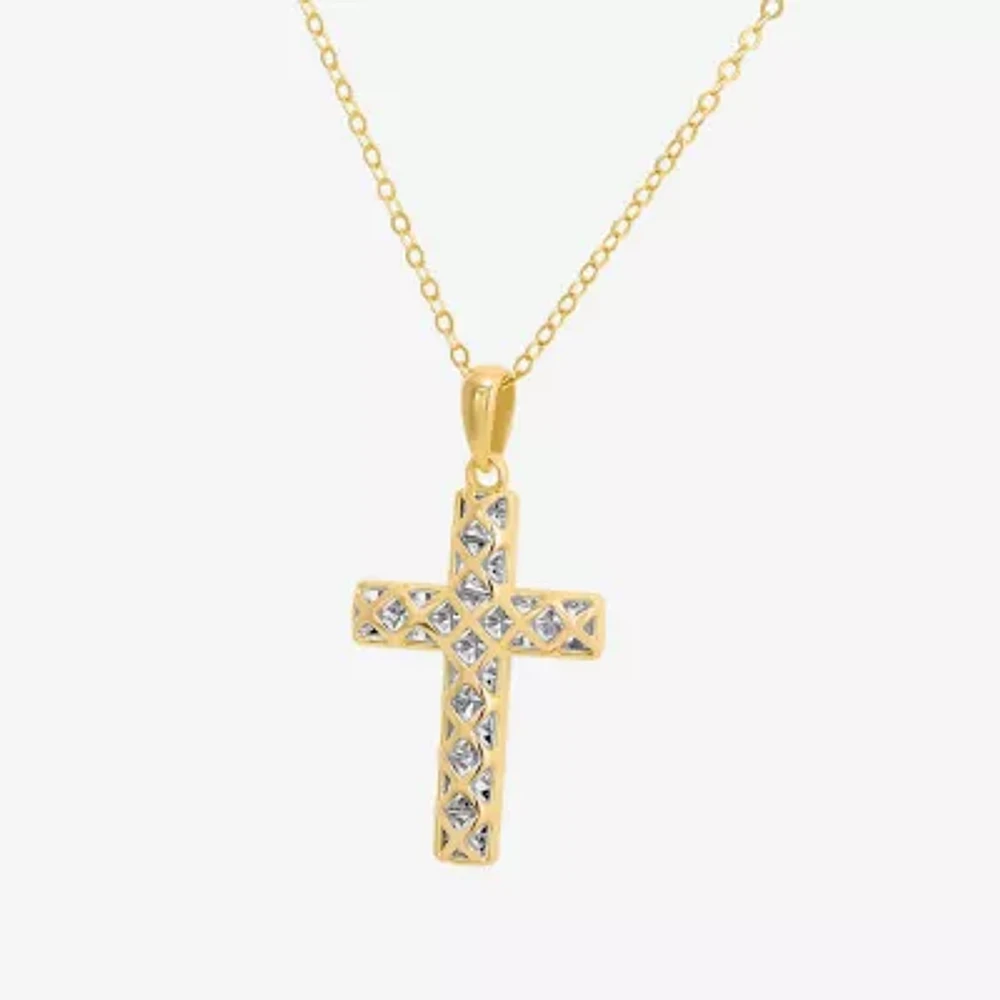 Womens Sterling Silver Cross Pendant Necklace