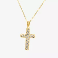 Womens Sterling Silver Cross Pendant Necklace