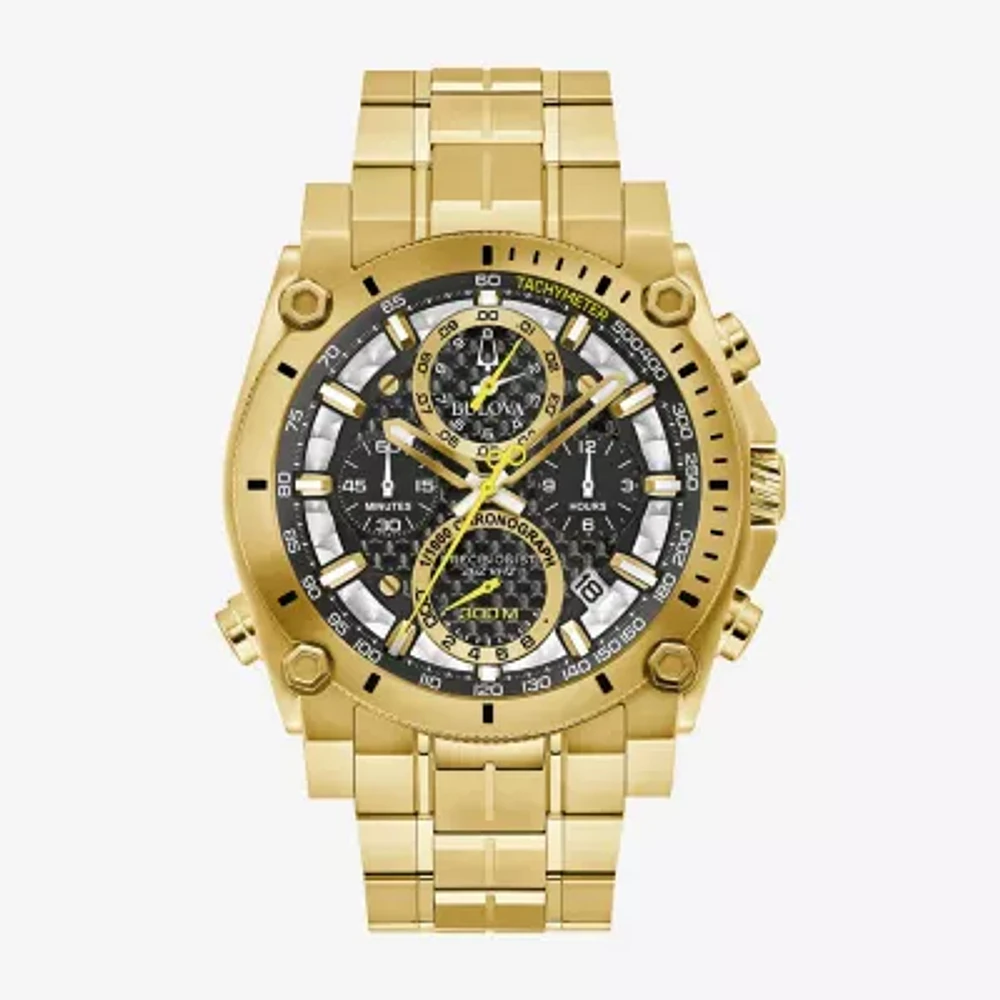 Bulova Mens Chronograph Gold Tone Stainless Steel Bracelet Watch 97b218