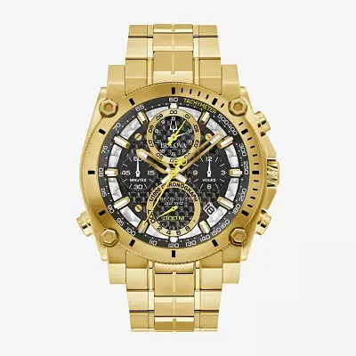 Bulova Mens Chronograph Gold Tone Stainless Steel Bracelet Watch 97b218