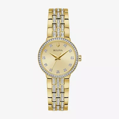 Bulova Womens Crystal Accent Gold Tone Stainless Steel 2-pc. Watch Boxed Set 98x133