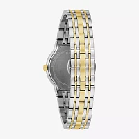 Bulova Womens Diamond Accent Two Tone Stainless Steel Bracelet Watch 98p224