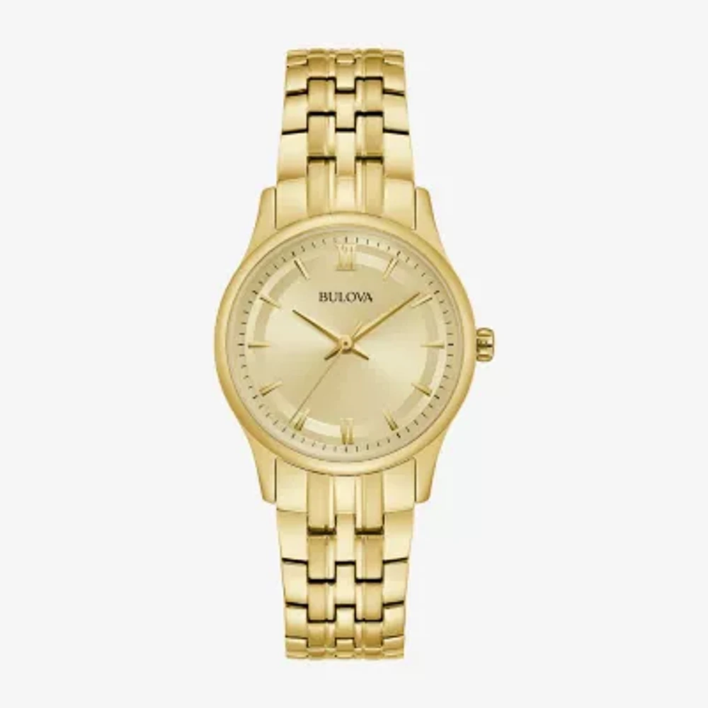 Bulova Womens Gold Tone Stainless Steel Bracelet Watch 97l168