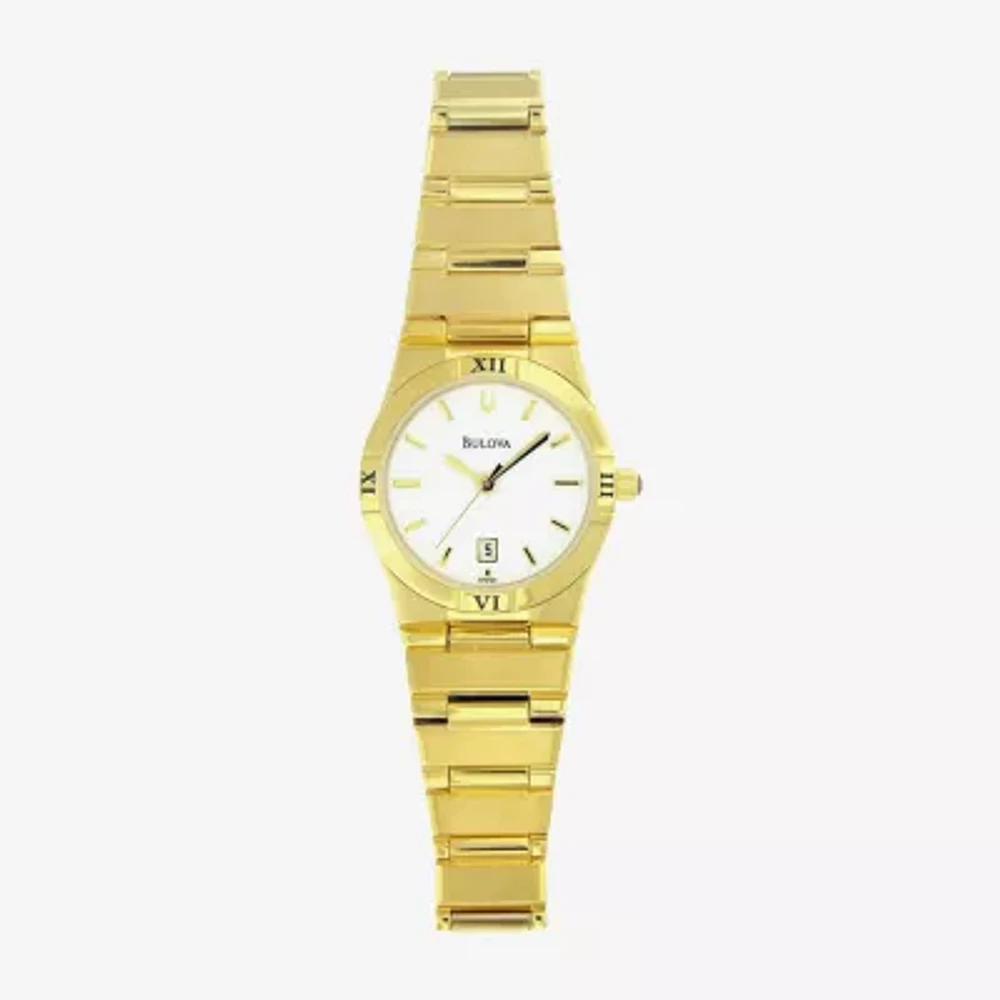 Bulova Womens Gold Tone Stainless Steel Bracelet Watch 97m100