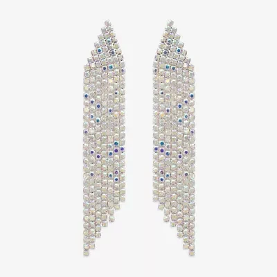 Bijoux Bar Silver Tone Womens Multi Color Glass Drop Earrings