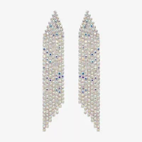 Bijoux Bar Silver Tone Womens Multi Color Glass Drop Earrings