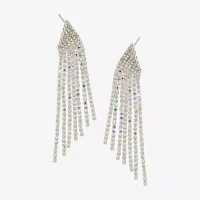 Bijoux Bar Silver Tone Womens Multi Color Glass Drop Earrings