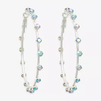 Bijoux Bar Silver Tone Glass Hoop Earrings