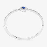 Sparkle Allure Halo Pure Silver Over Brass Round Bangle Bracelet