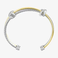 Sparkle Allure 18K Gold Over Brass Pure Silver Over Brass Knot Bangle Bracelet