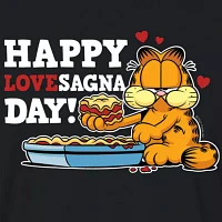 Juniors Happy Lovesagna Day Cropped Tee Womens Crew Neck Short Sleeve Garfield Graphic T-Shirt