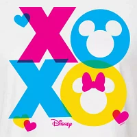 Juniors Xoxo Cropped Womens Crew Neck Short Sleeve Mickey and Friends Graphic T-Shirt