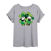 Juniors Womens Crew Neck Short Sleeve Mickey and Friends Graphic T-Shirt