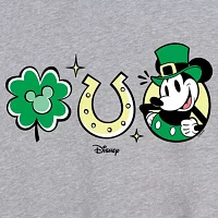 Juniors Disney Shamrock and Luck Tee Womens Crew Neck Short Sleeve Mickey Friends Graphic T-Shirt